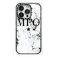 Marble Star Personalised Initials iPhone 14 Pro Black Impact Case on Silver phone