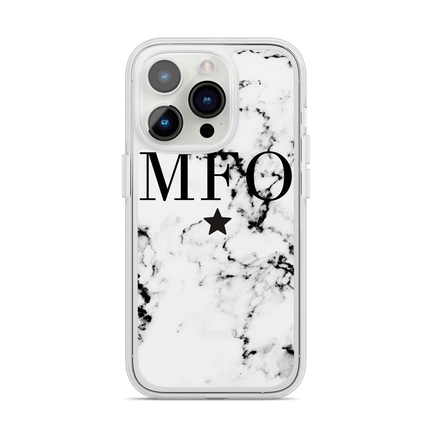 Marble Star Personalised Initials iPhone 14 Pro Clear Tough Case Silver