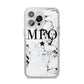 Marble Star Personalised Initials iPhone 14 Pro Max Clear Tough Case Silver