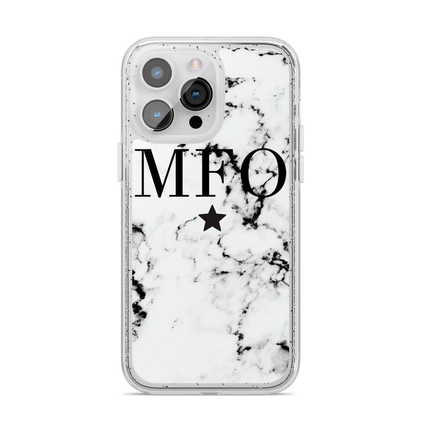 Marble Star Personalised Initials iPhone 14 Pro Max Glitter Tough Case Silver