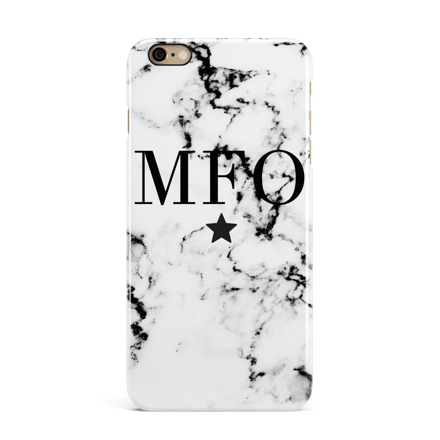 Marble Star Personalised Initials iPhone 6 Plus 3D Snap Case on Gold Phone