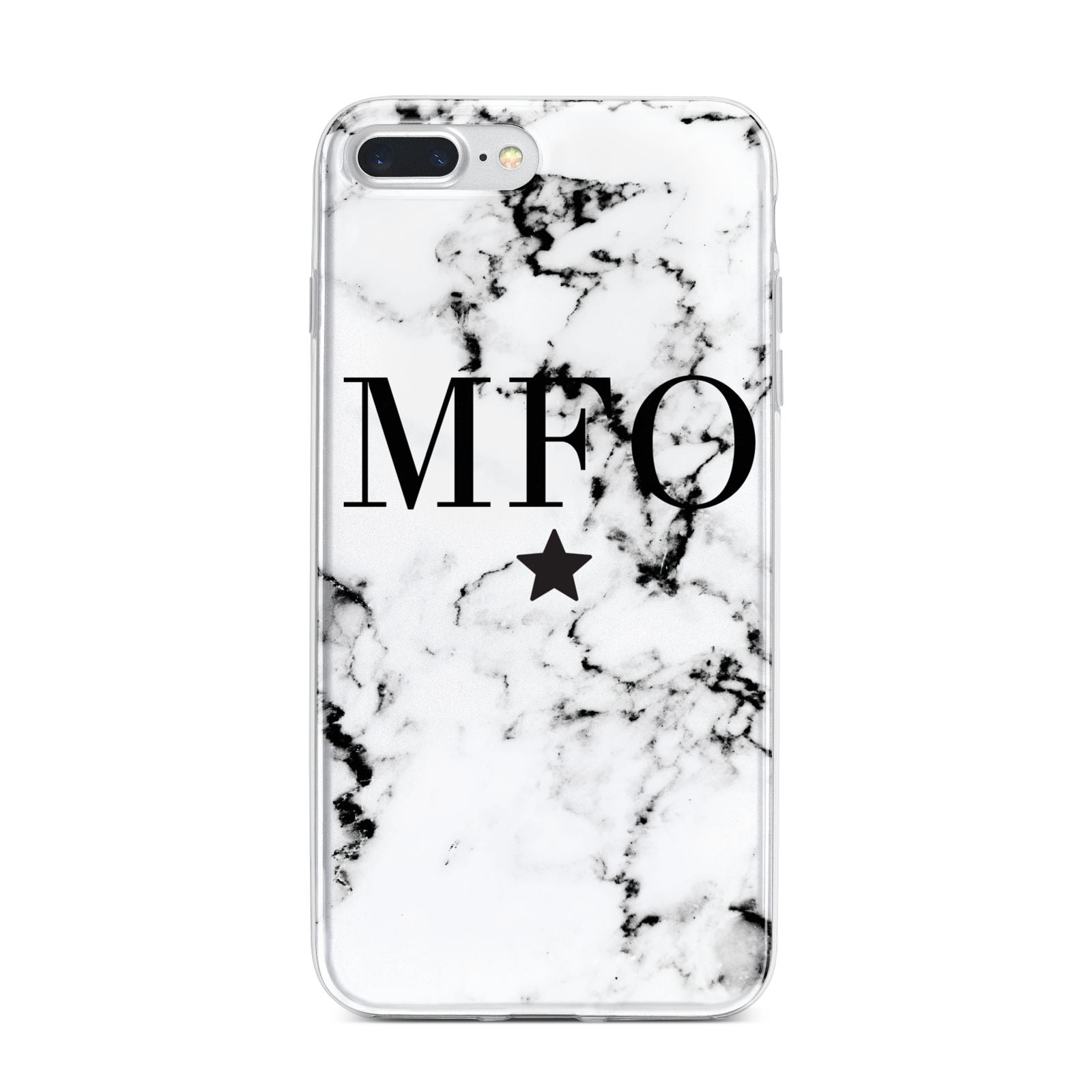 Marble Star Personalised Initials iPhone 7 Plus Bumper Case on Silver iPhone