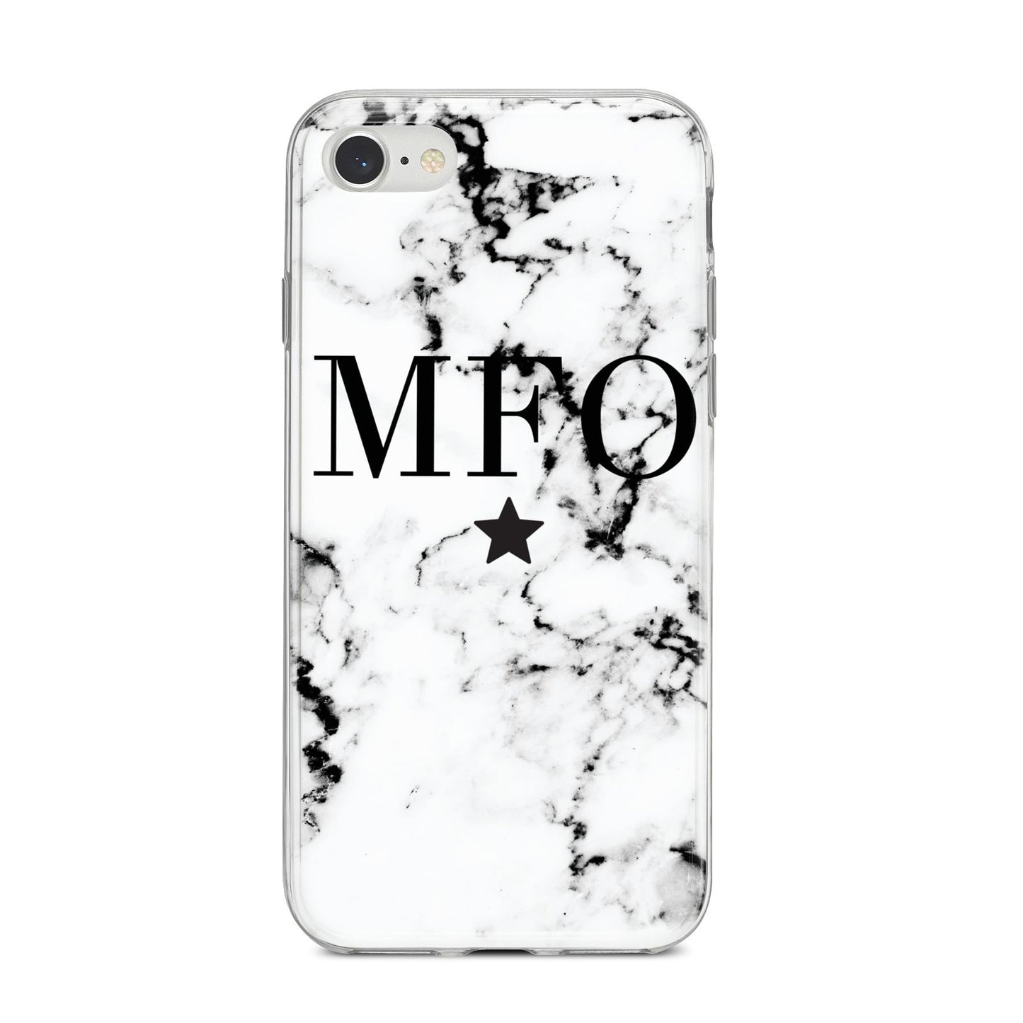 Marble Star Personalised Initials iPhone 8 Bumper Case on Silver iPhone