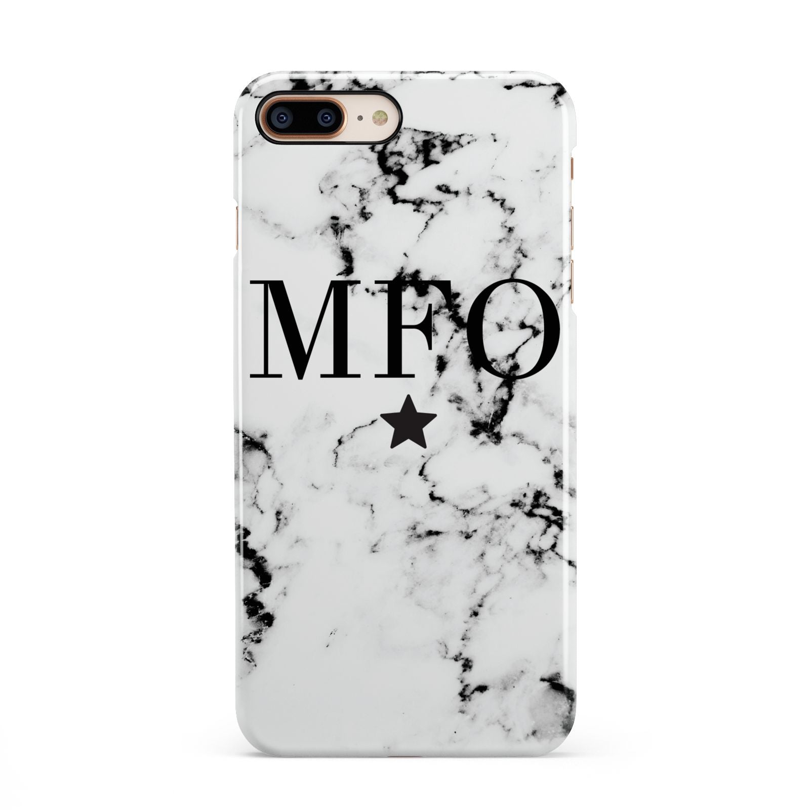 Marble Star Personalised Initials iPhone 8 Plus 3D Snap Case on Gold Phone