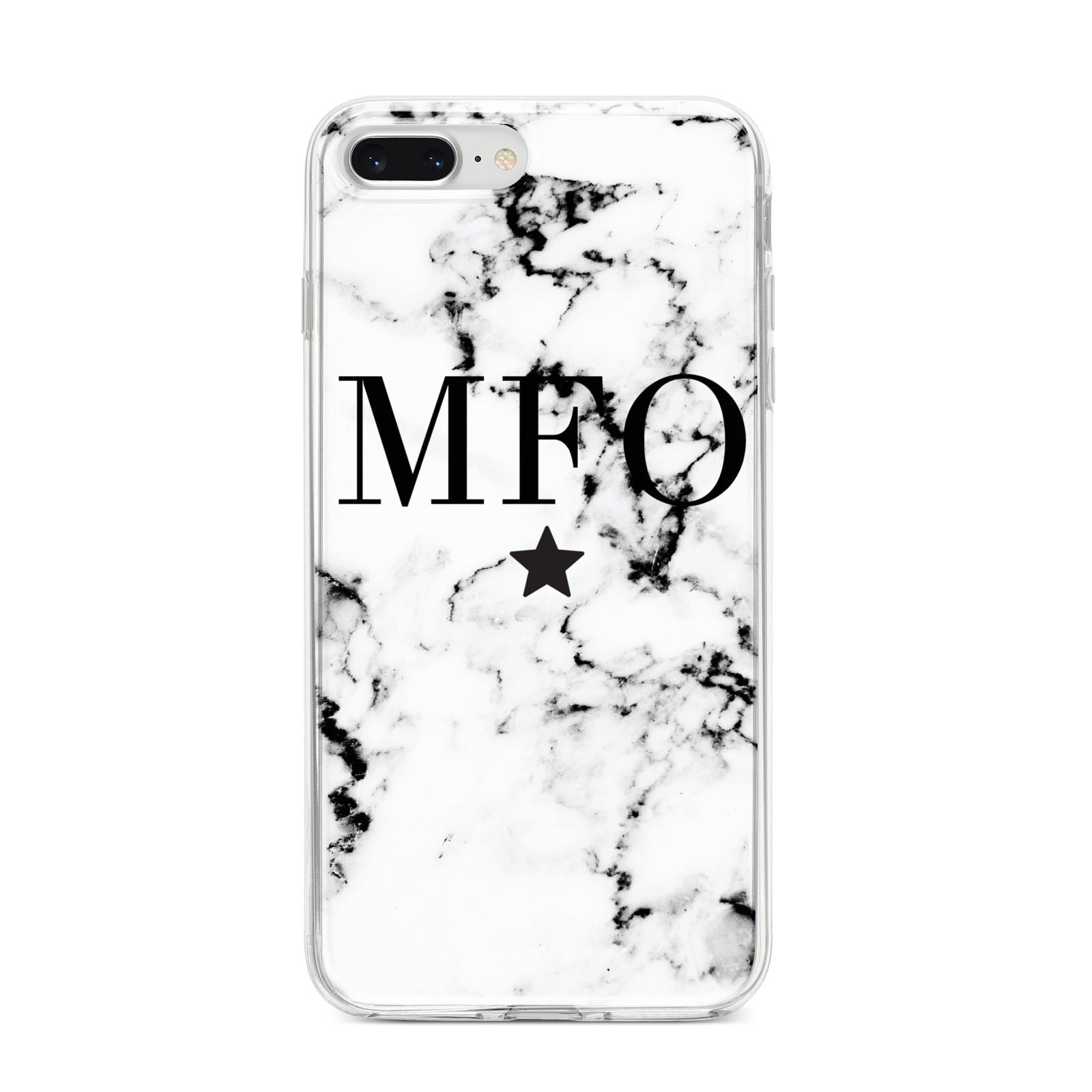 Marble Star Personalised Initials iPhone 8 Plus Bumper Case on Silver iPhone