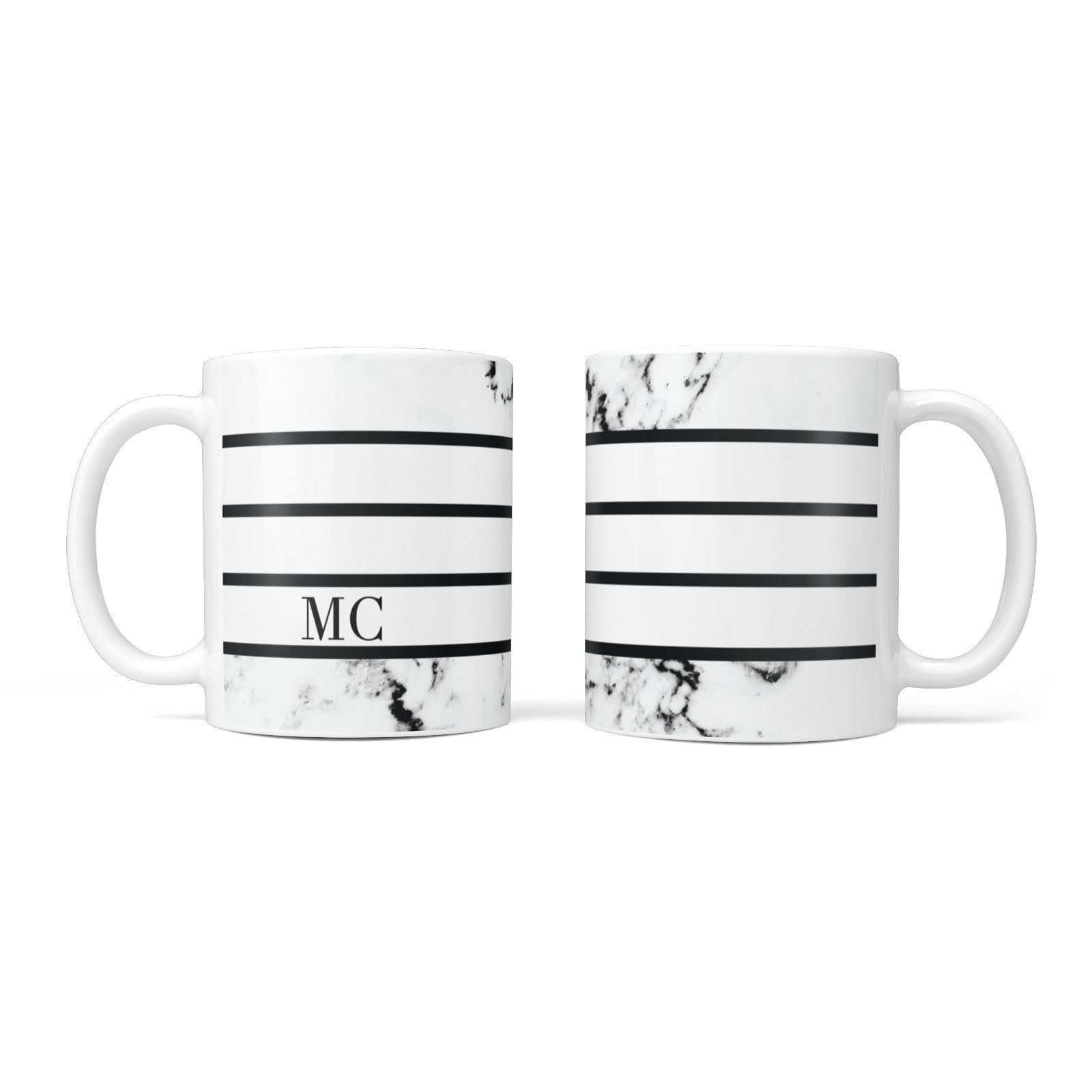 Marble Stripes Initials Personalised 10oz Mug Alternative Image 3