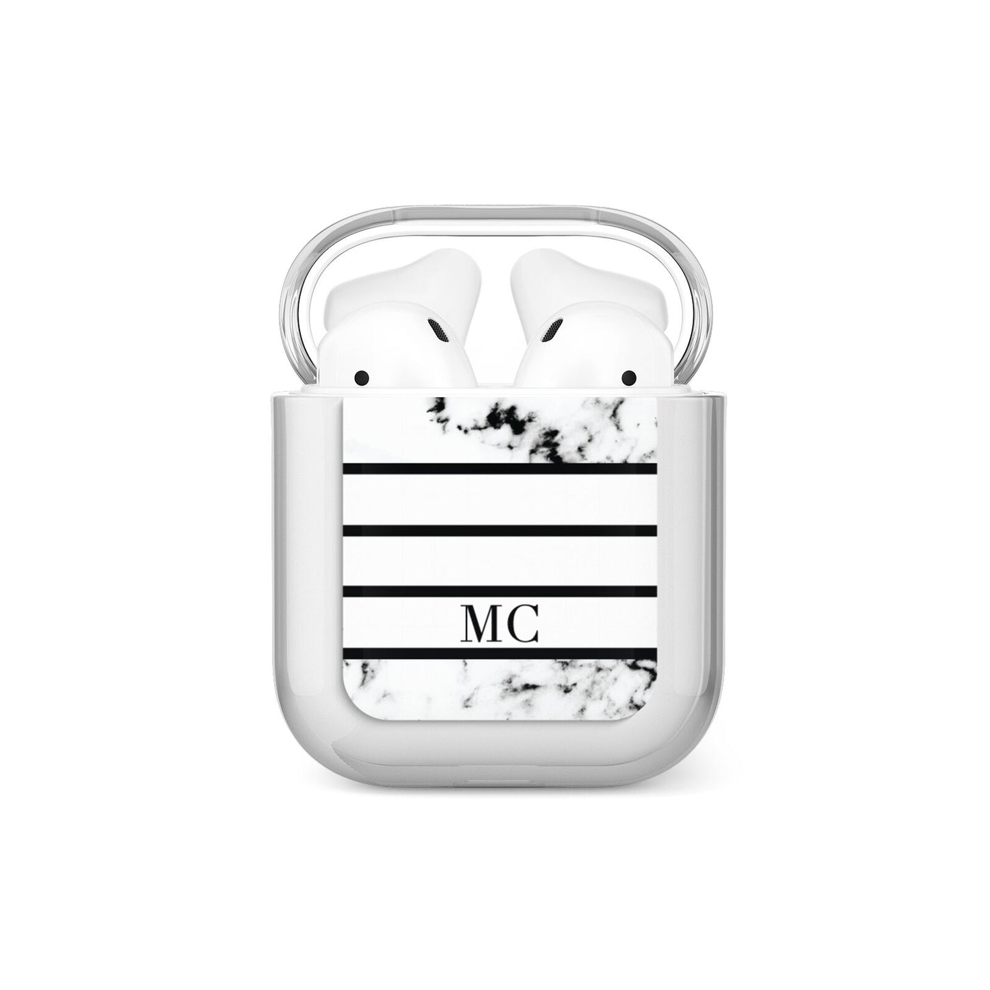 Marble Stripes Initials Personalised AirPods Case