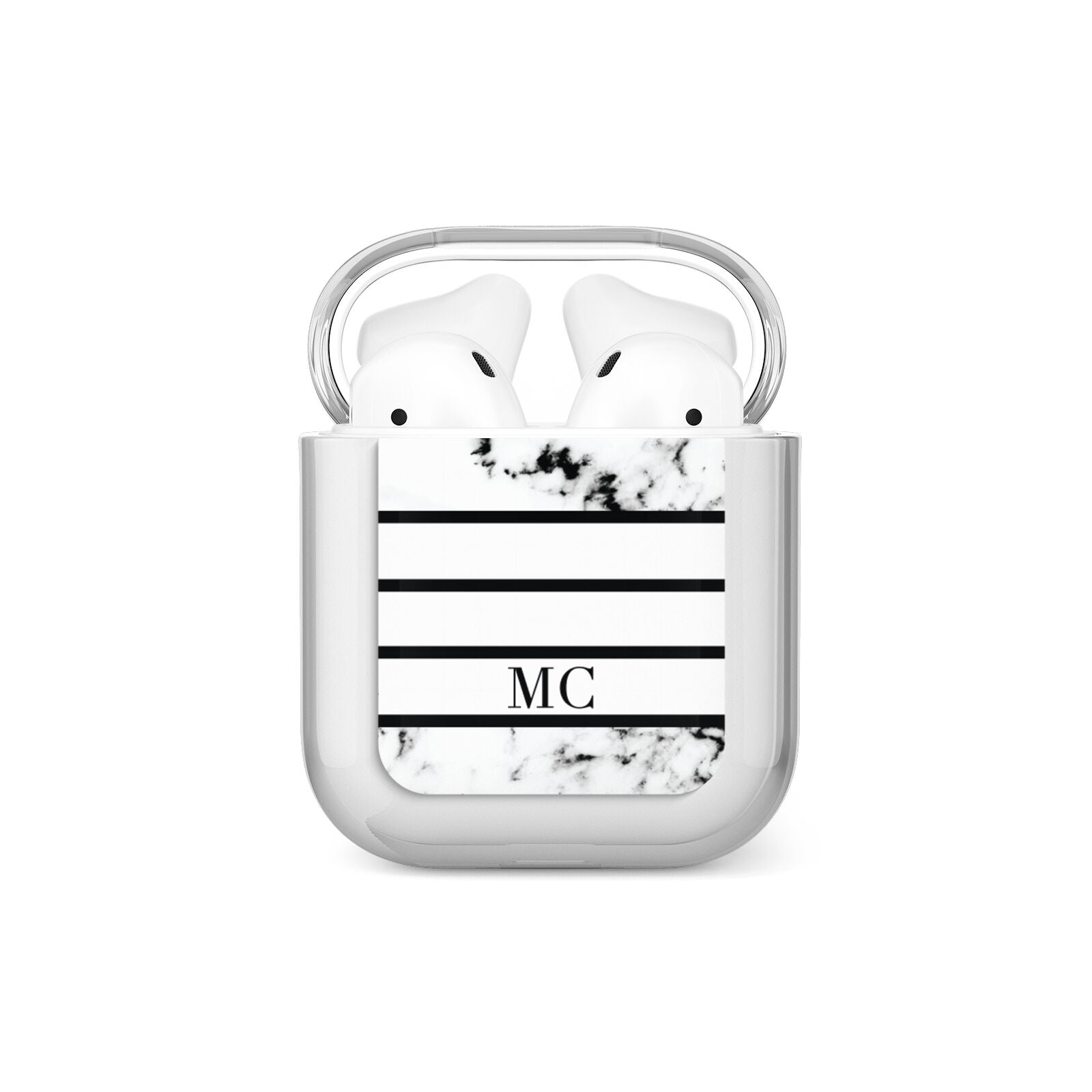 Marble Stripes Initials Personalised AirPods Case