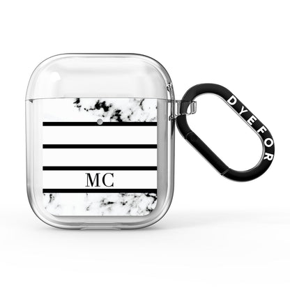 Marble Stripes Initials Personalised AirPods Clear Case