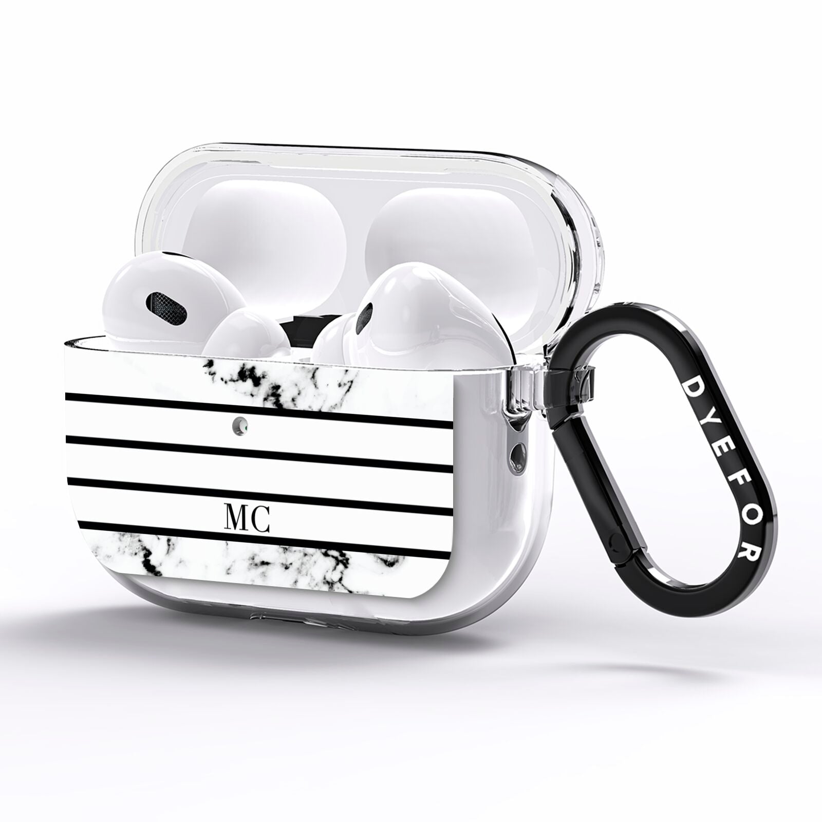 Marble Stripes Initials Personalised AirPods Pro Clear Case Side Image