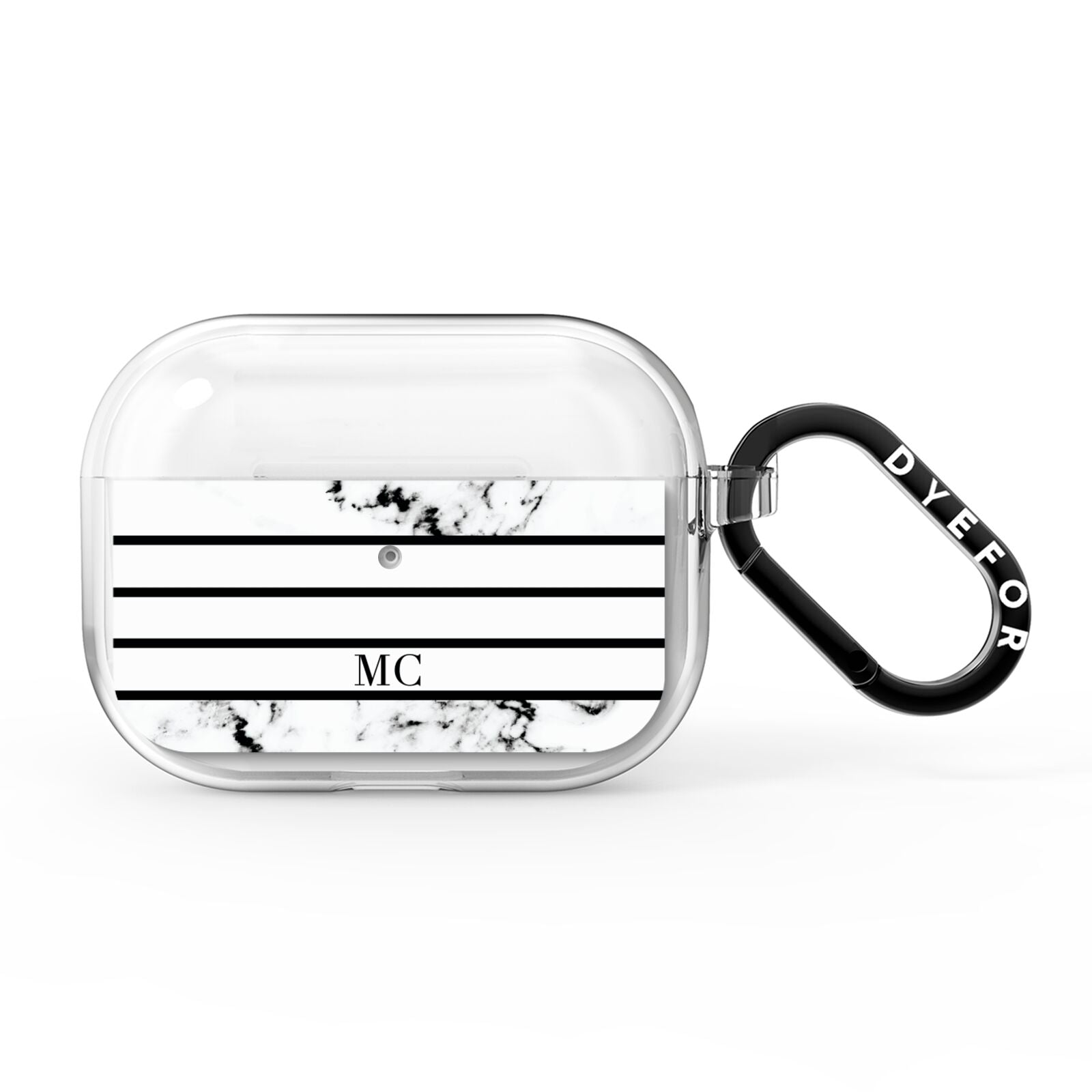Marble Stripes Initials Personalised AirPods Pro Clear Case