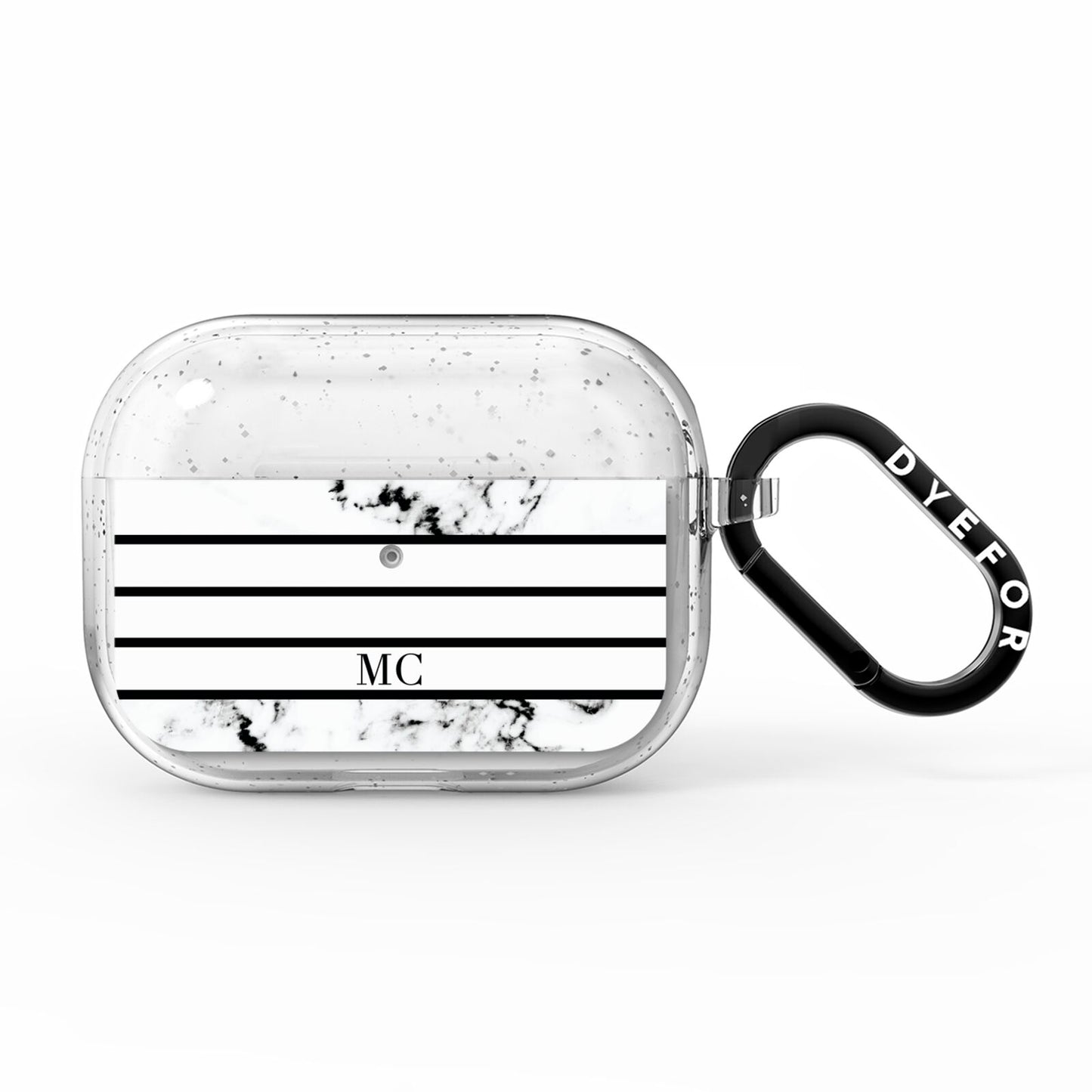 Marble Stripes Initials Personalised AirPods Pro Glitter Case