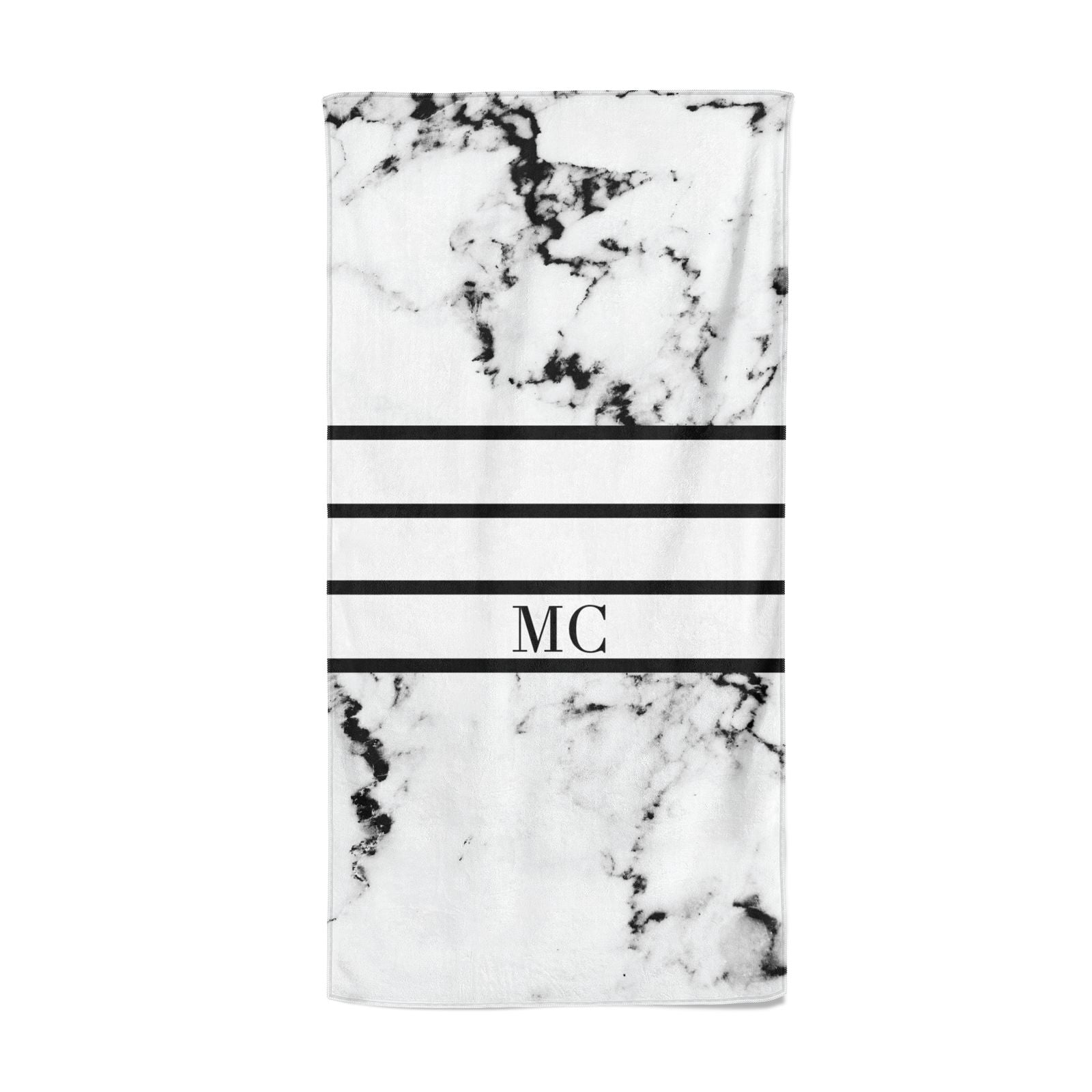 Marble Stripes Initials Personalised Beach Towel