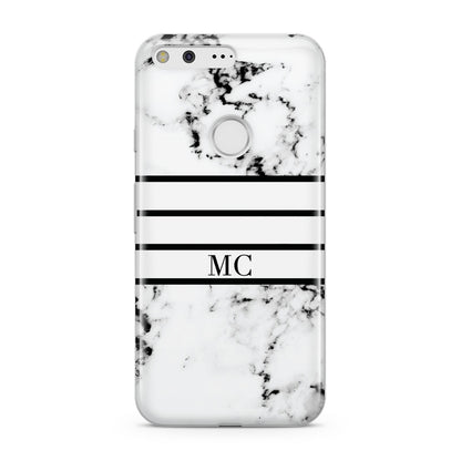Marble Stripes Initials Personalised Google Pixel Case