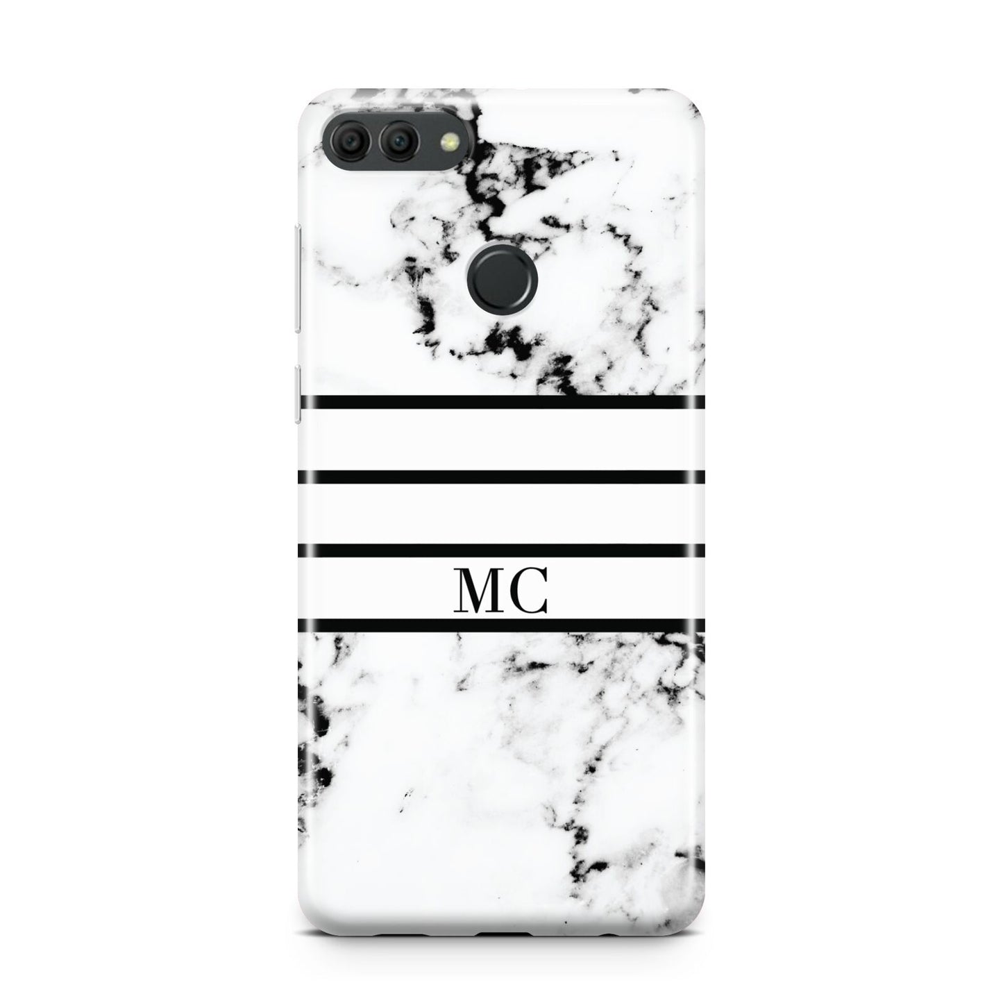 Marble Stripes Initials Personalised Huawei Y9 2018