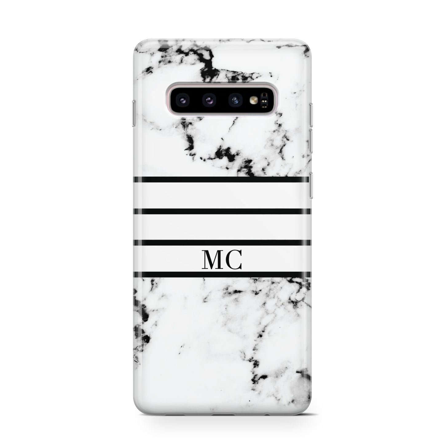 Marble Stripes Initials Personalised Protective Samsung Galaxy Case