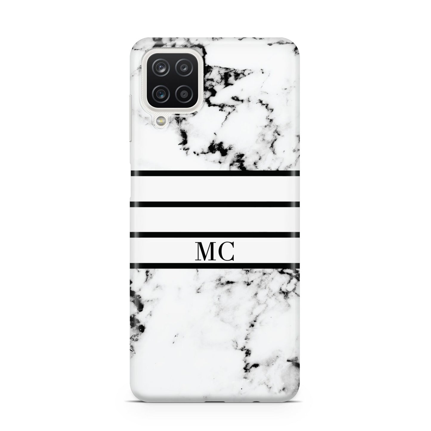 Marble Stripes Initials Personalised Samsung A12 Case