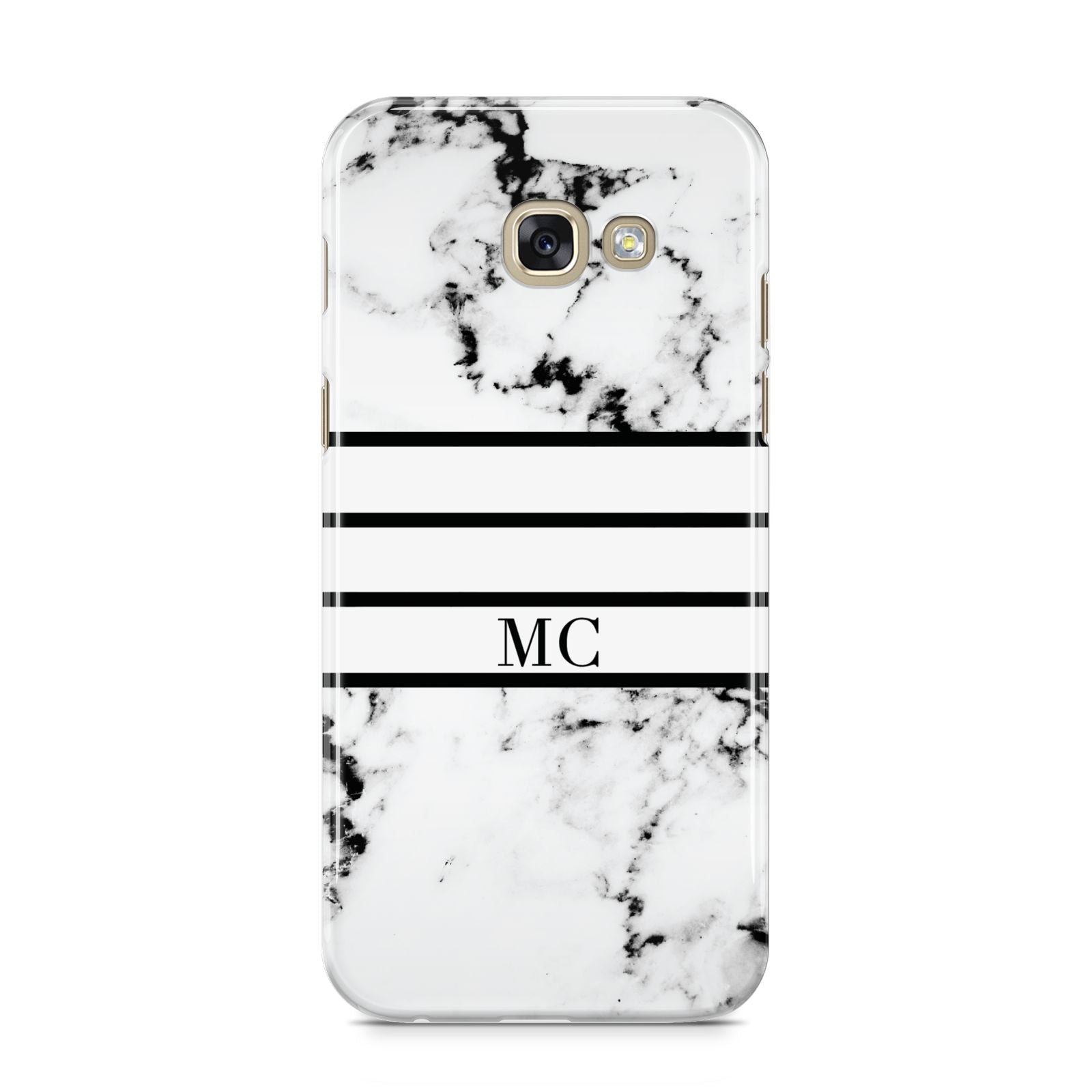 Marble Stripes Initials Personalised Samsung Galaxy A5 2017 Case on gold phone