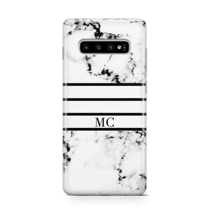 Marble Stripes Initials Personalised Samsung Galaxy S10 Case