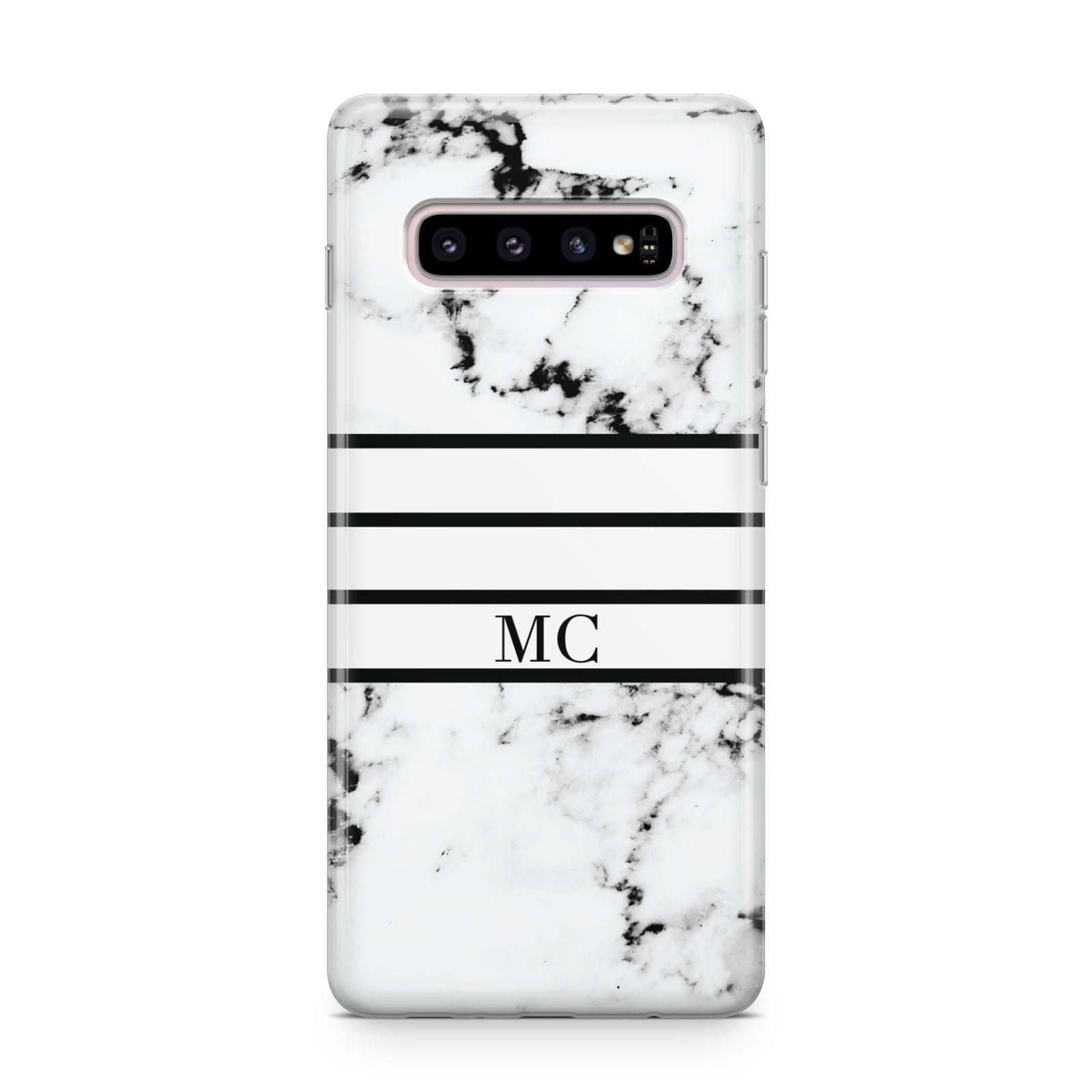 Marble Stripes Initials Personalised Samsung Galaxy S10 Plus Case
