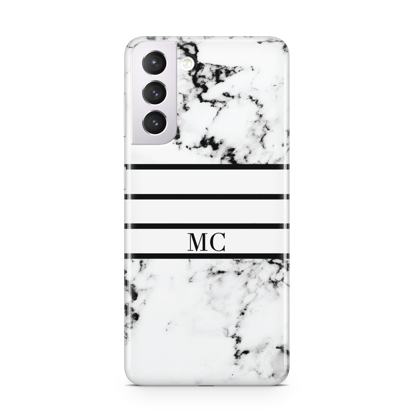 Marble Stripes Initials Personalised Samsung S21 Case