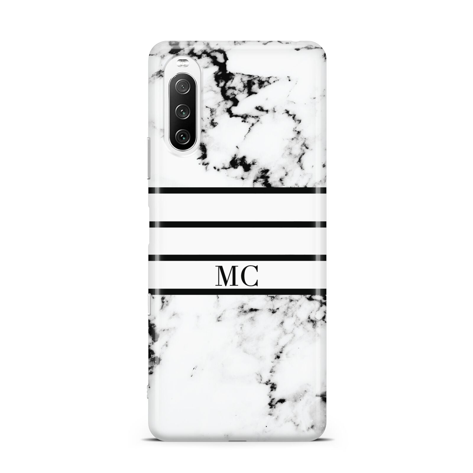 Marble Stripes Initials Personalised Sony Xperia 10 III Case