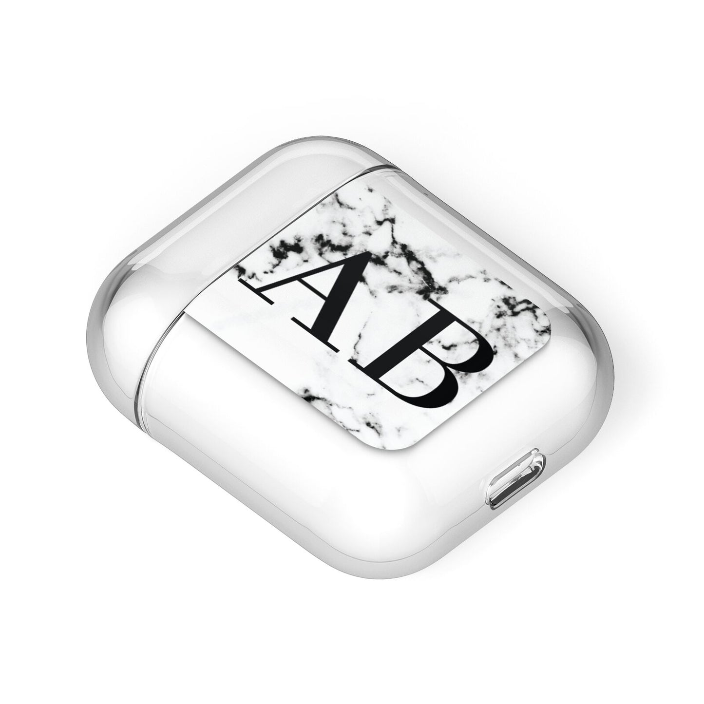 Marble Vertical Initials Personalised AirPods Case Laid Flat