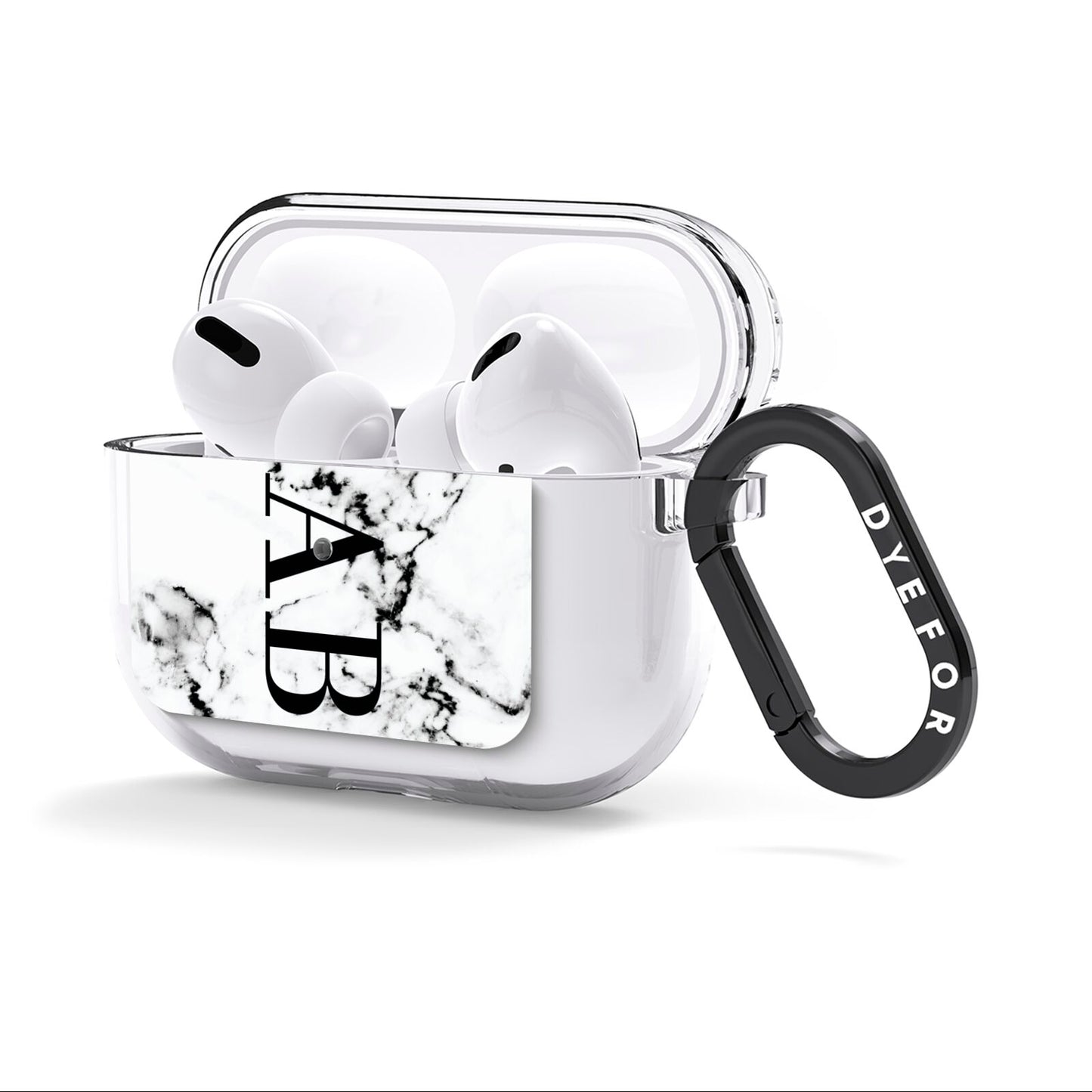 Marble Vertical Initials Personalised AirPods Clear Case 3rd Gen Side Image