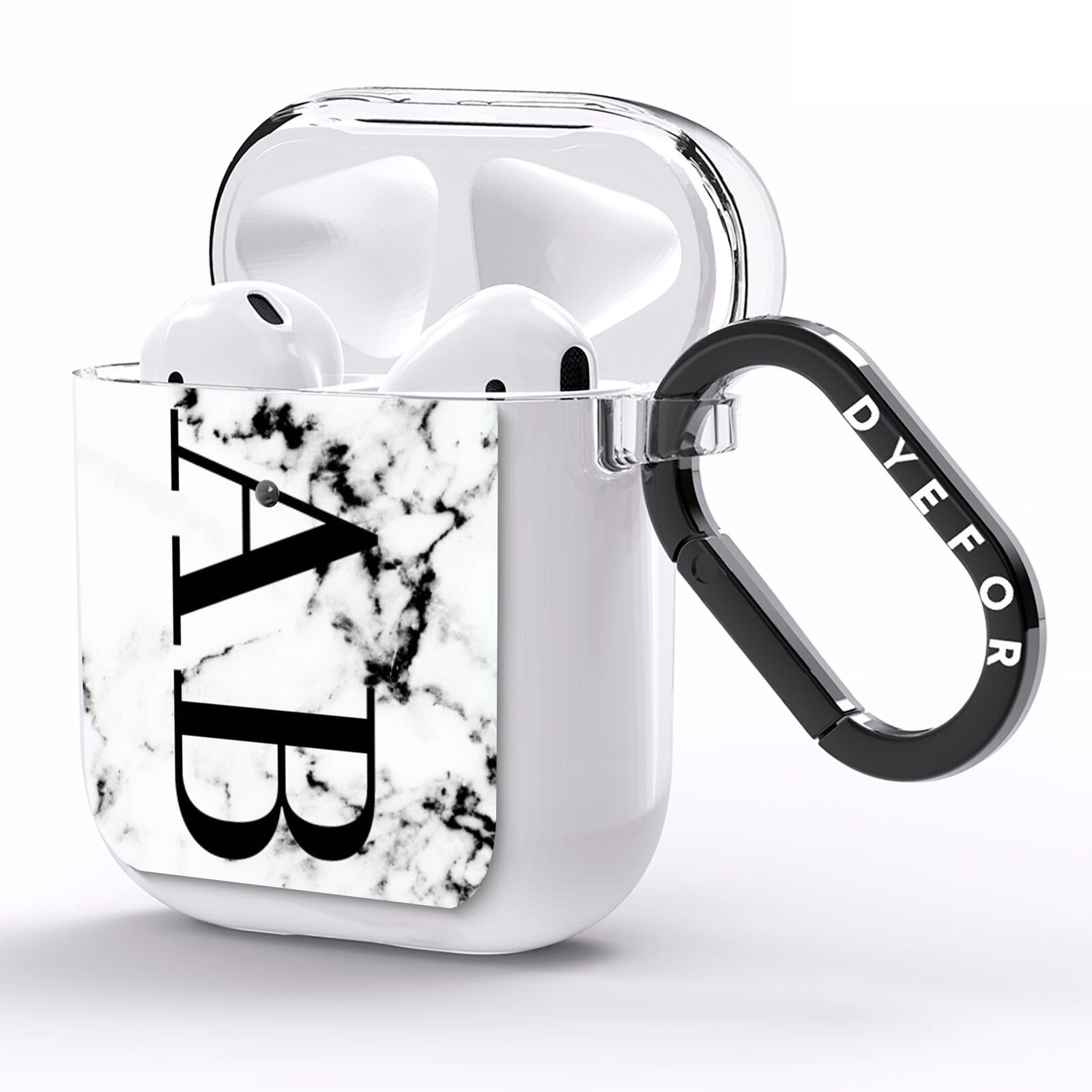Marble Vertical Initials Personalised AirPods Clear Case Side Image