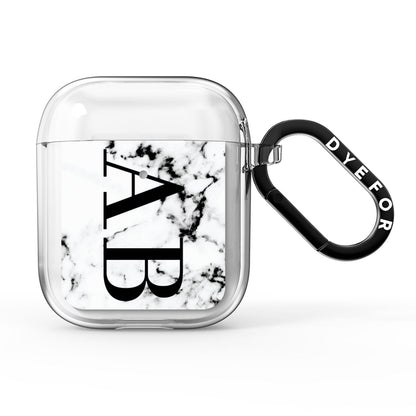 Marble Vertical Initials Personalised AirPods Clear Case