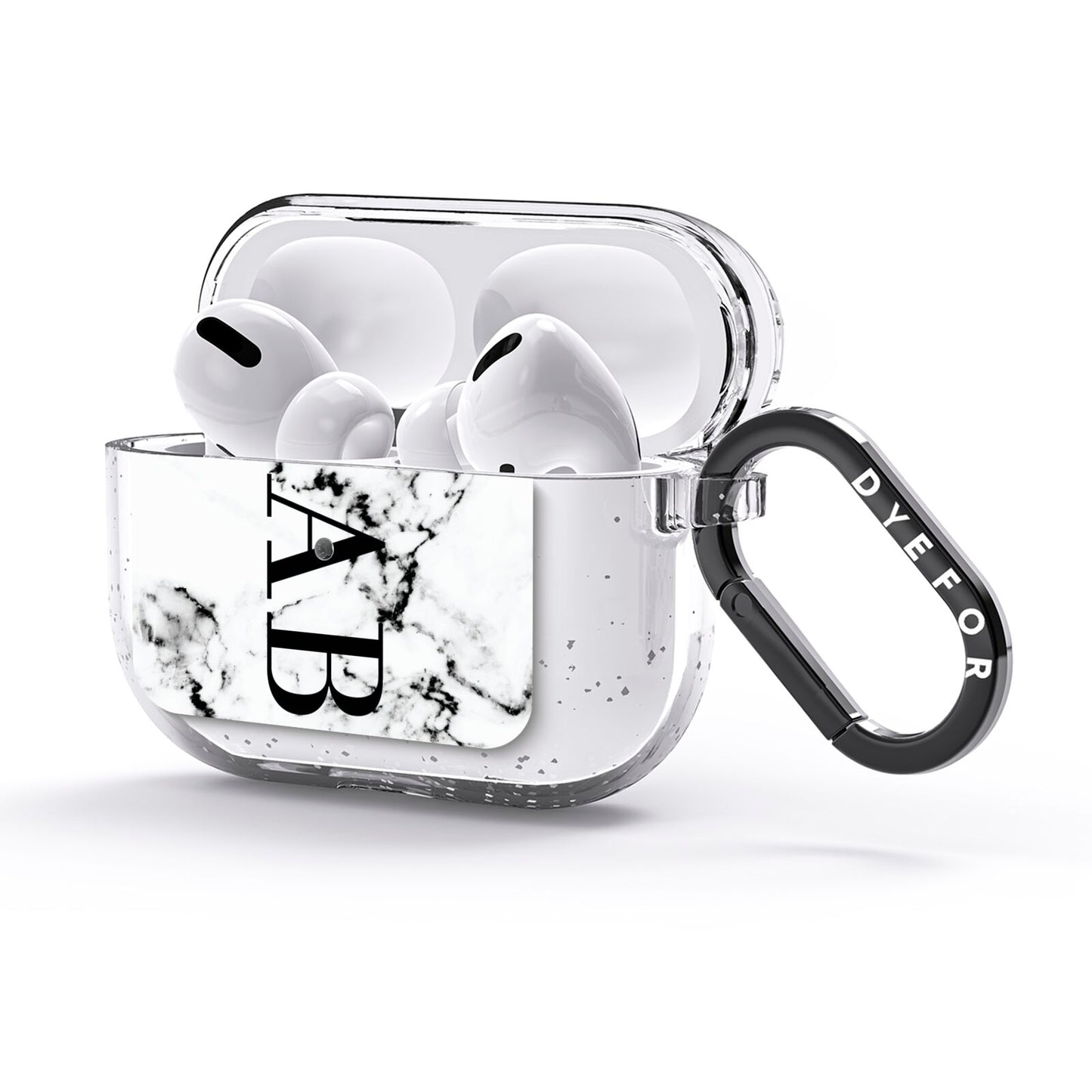 Marble Vertical Initials Personalised AirPods Glitter Case 3rd Gen Side Image