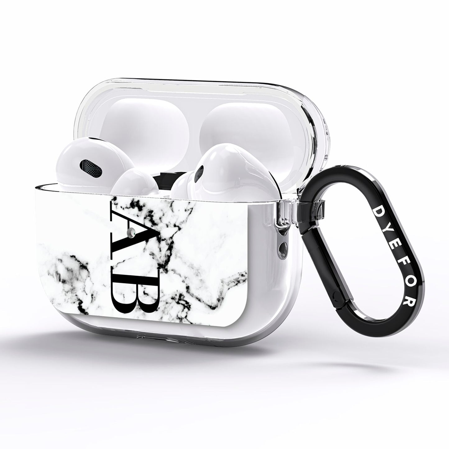 Marble Vertical Initials Personalised AirPods Pro Clear Case Side Image