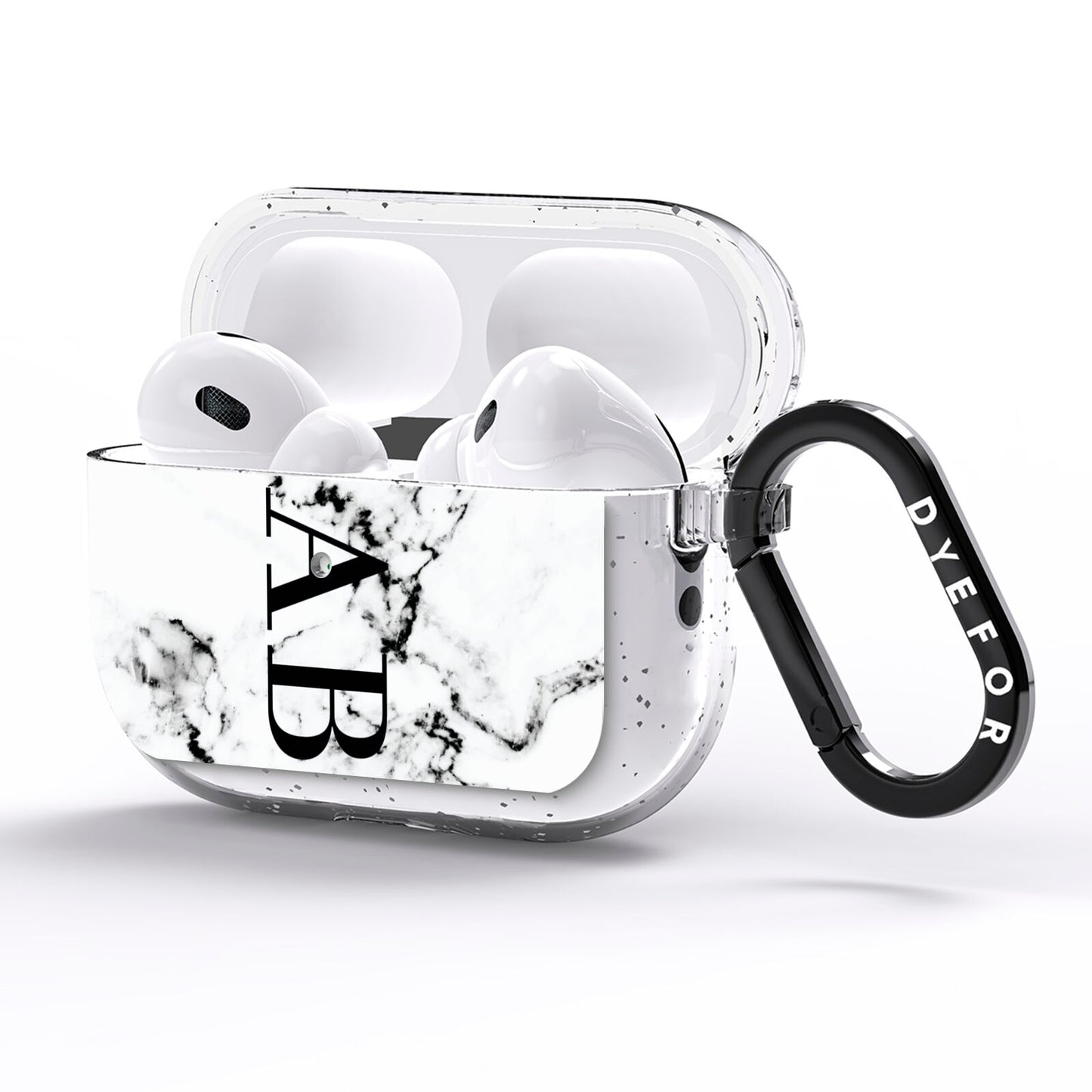 Marble Vertical Initials Personalised AirPods Pro Glitter Case Side Image