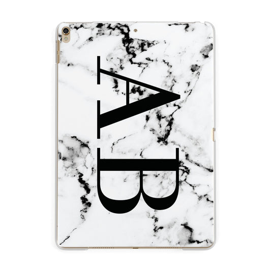 Marble Vertical Initials Personalised Apple iPad Gold Case