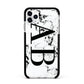 Marble Vertical Initials Personalised Apple iPhone 11 Pro Max in Silver with Black Impact Case