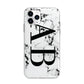 Marble Vertical Initials Personalised Apple iPhone 11 Pro in Silver with Bumper Case