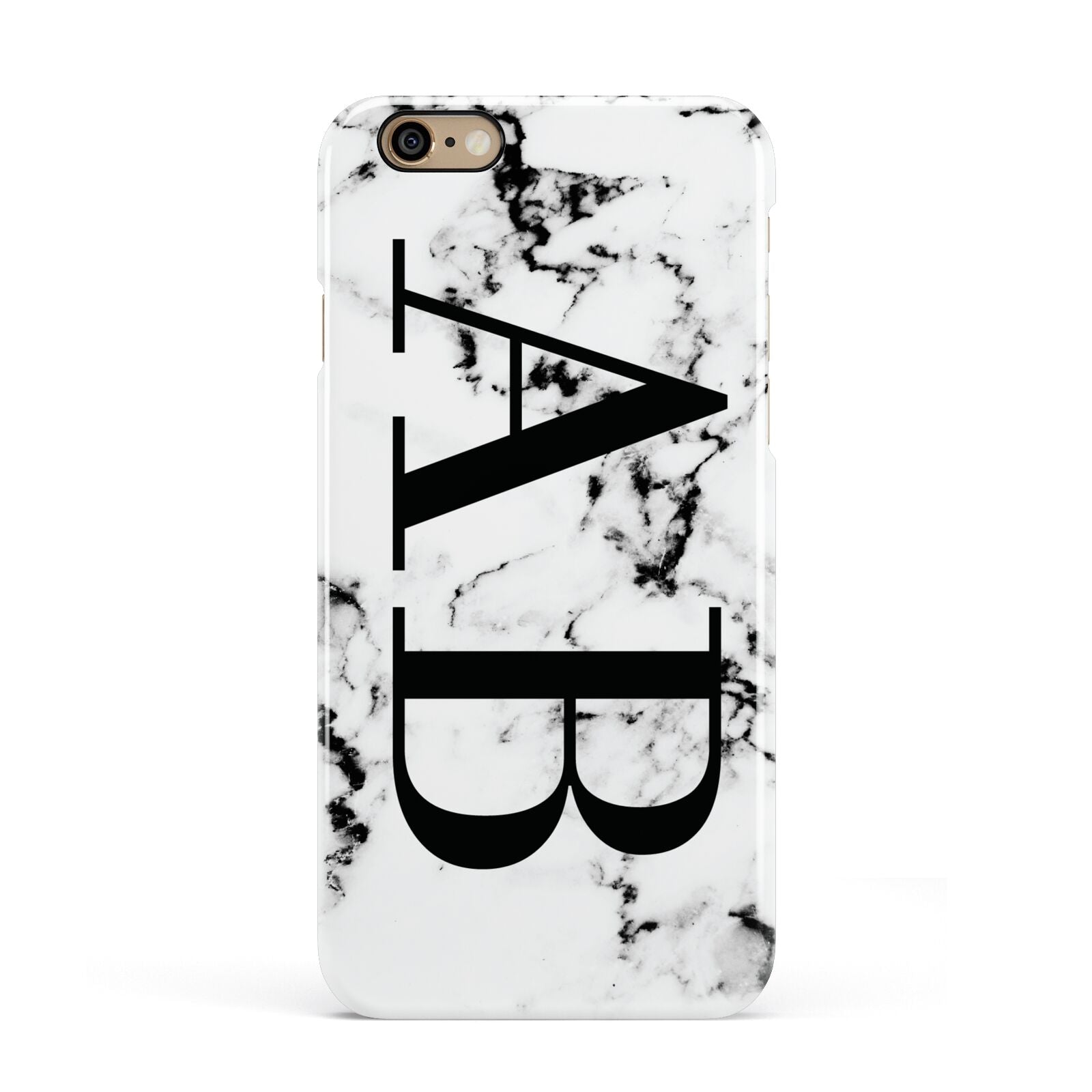 Marble Vertical Initials Personalised Apple iPhone 6 3D Snap Case
