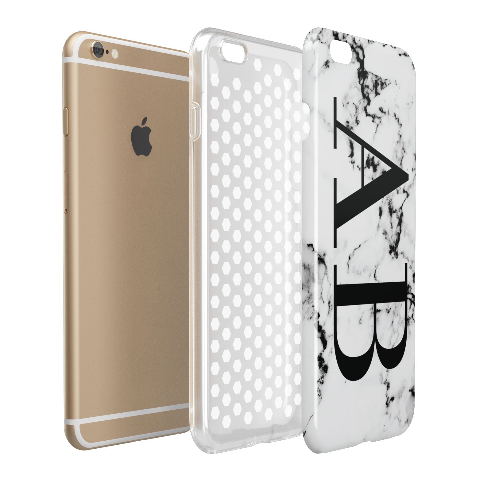 Marble Vertical Initials Personalised Apple iPhone 6 Plus 3D Tough Case Expand Detail Image