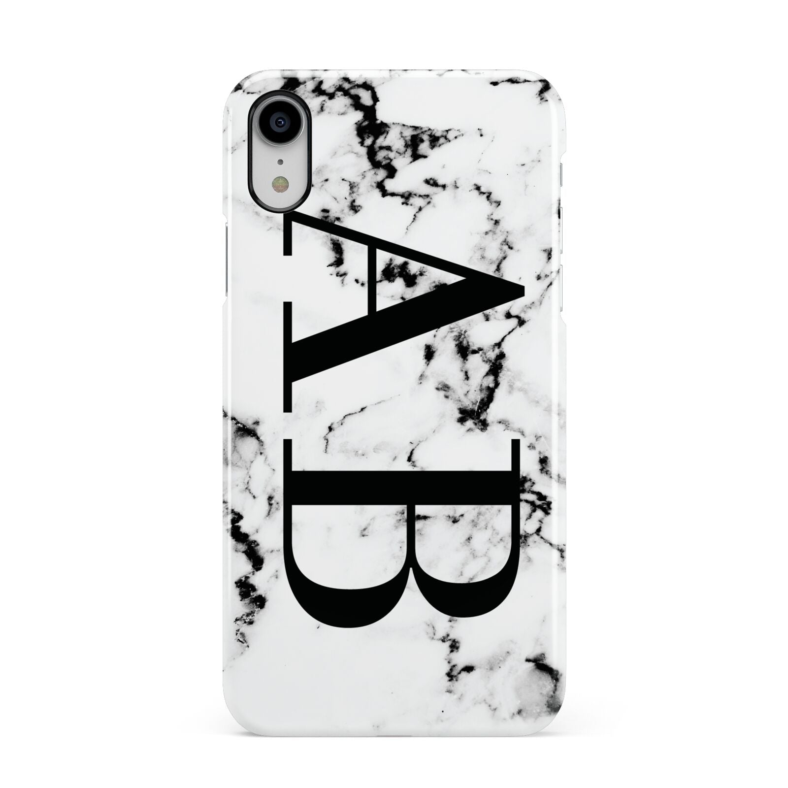 Marble Vertical Initials Personalised Apple iPhone XR White 3D Snap Case