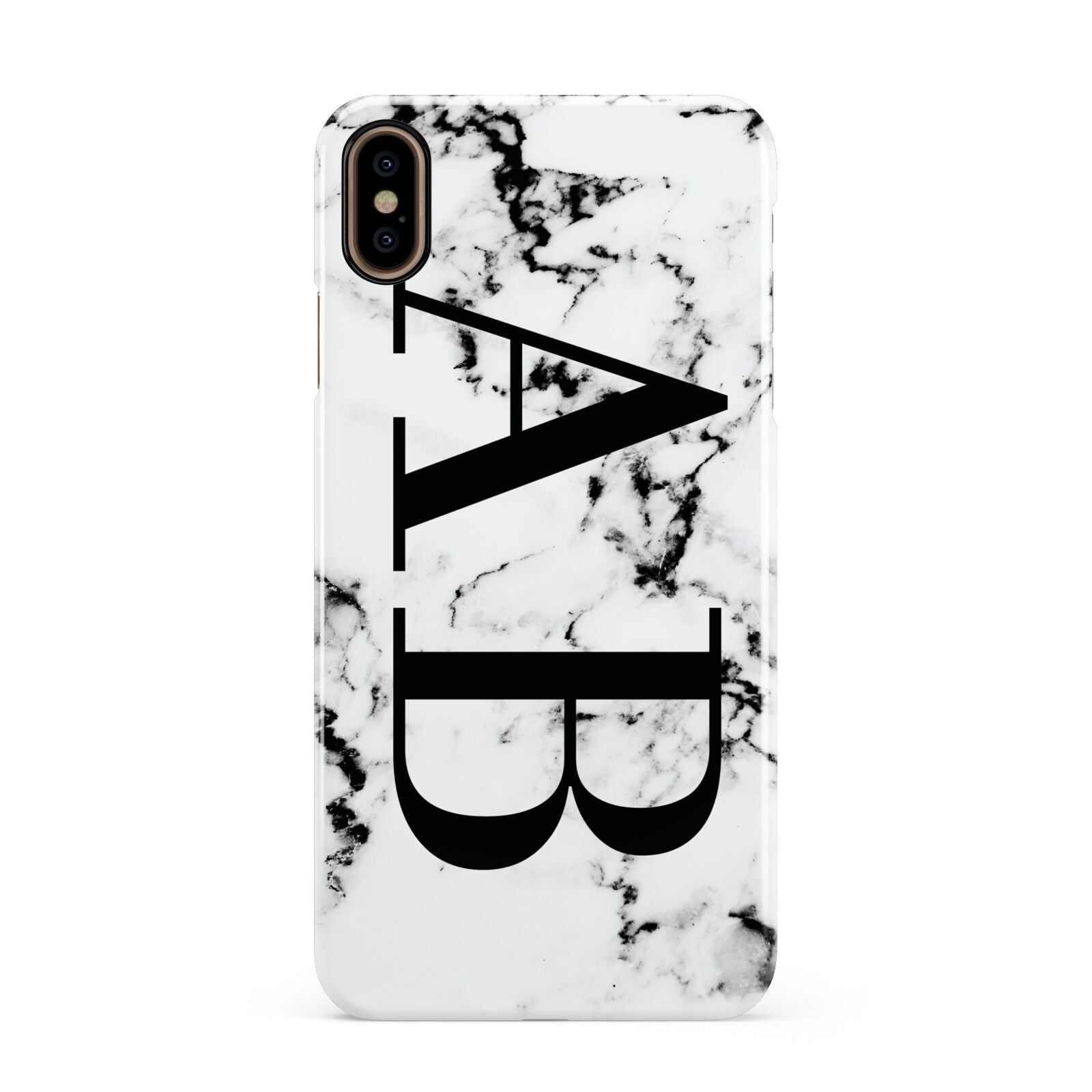 Marble Vertical Initials Personalised Apple iPhone Xs Max 3D Snap Case