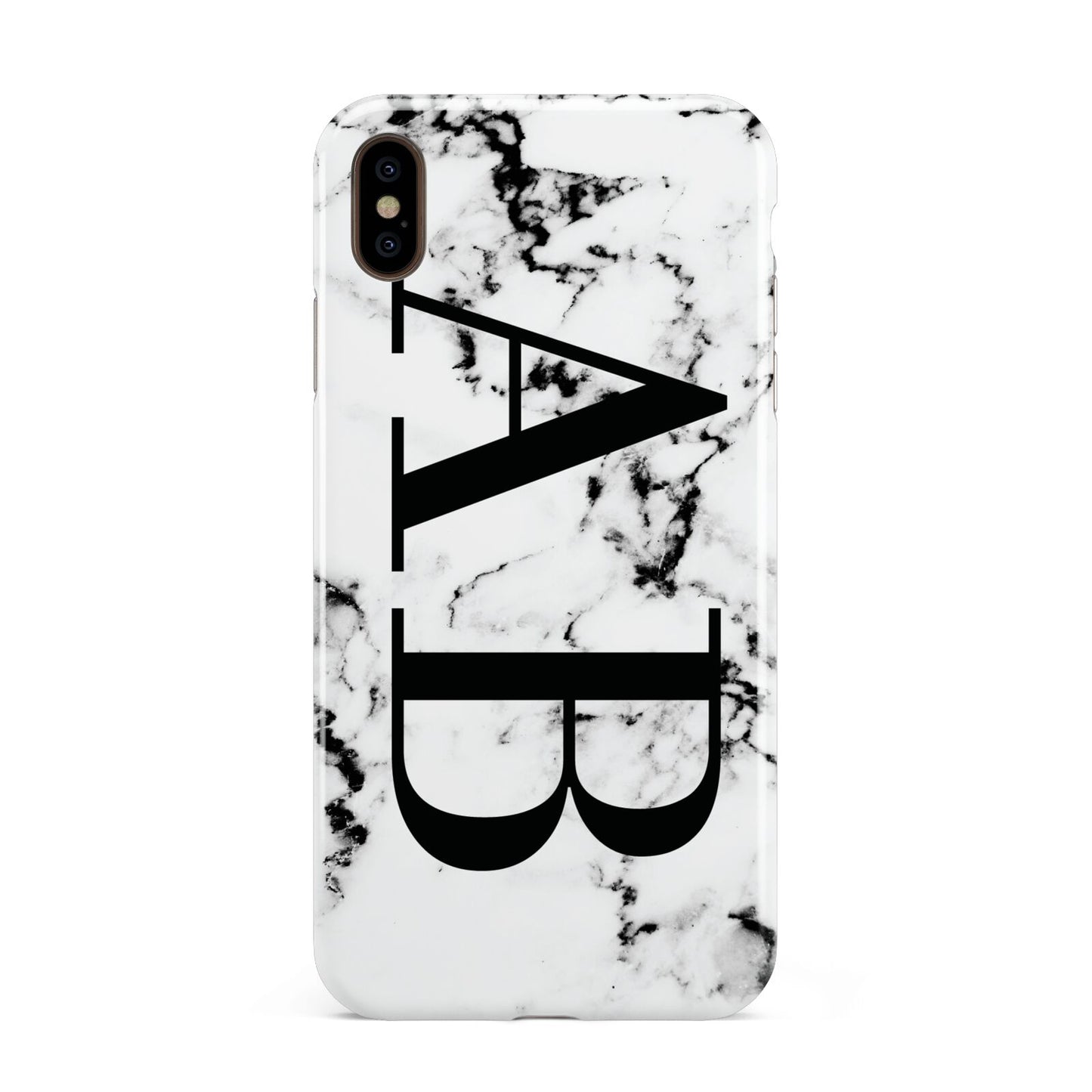 Marble Vertical Initials Personalised Apple iPhone Xs Max 3D Tough Case