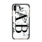 Marble Vertical Initials Personalised Apple iPhone Xs Max Impact Case Black Edge on Gold Phone