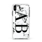 Marble Vertical Initials Personalised Apple iPhone Xs Max Impact Case White Edge on Black Phone