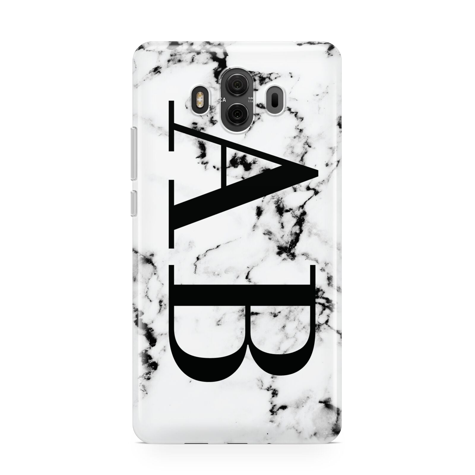 Marble Vertical Initials Personalised Huawei Mate 10 Protective Phone Case