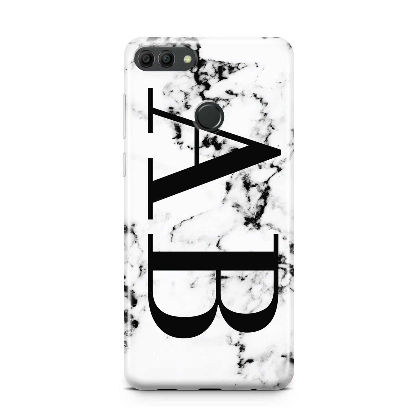 Marble Vertical Initials Personalised Huawei Y9 2018
