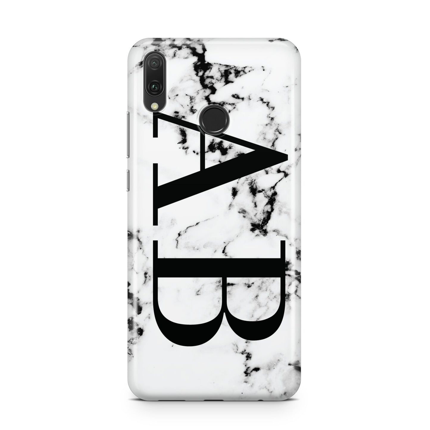 Marble Vertical Initials Personalised Huawei Y9 2019