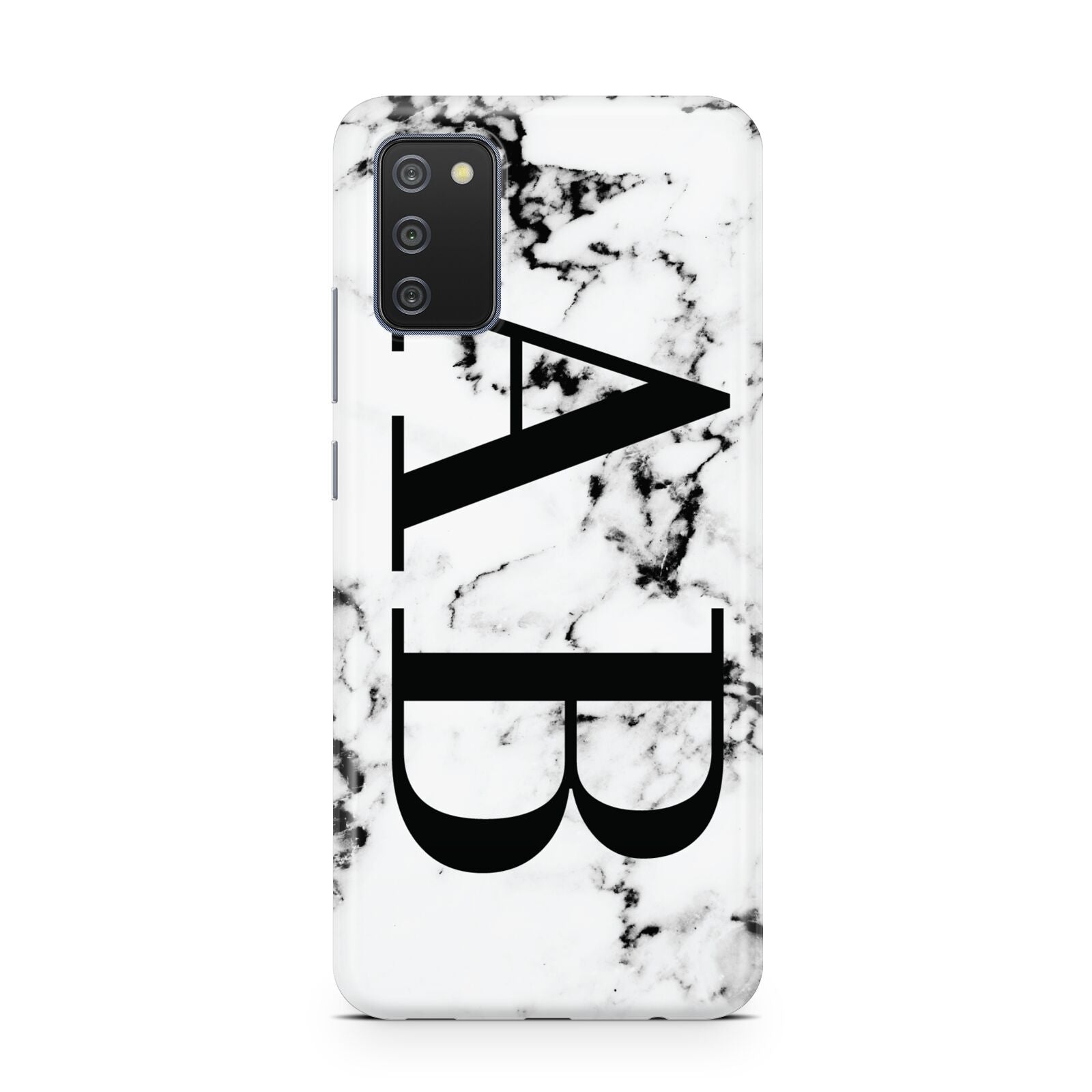 Marble Vertical Initials Personalised Samsung A02s Case
