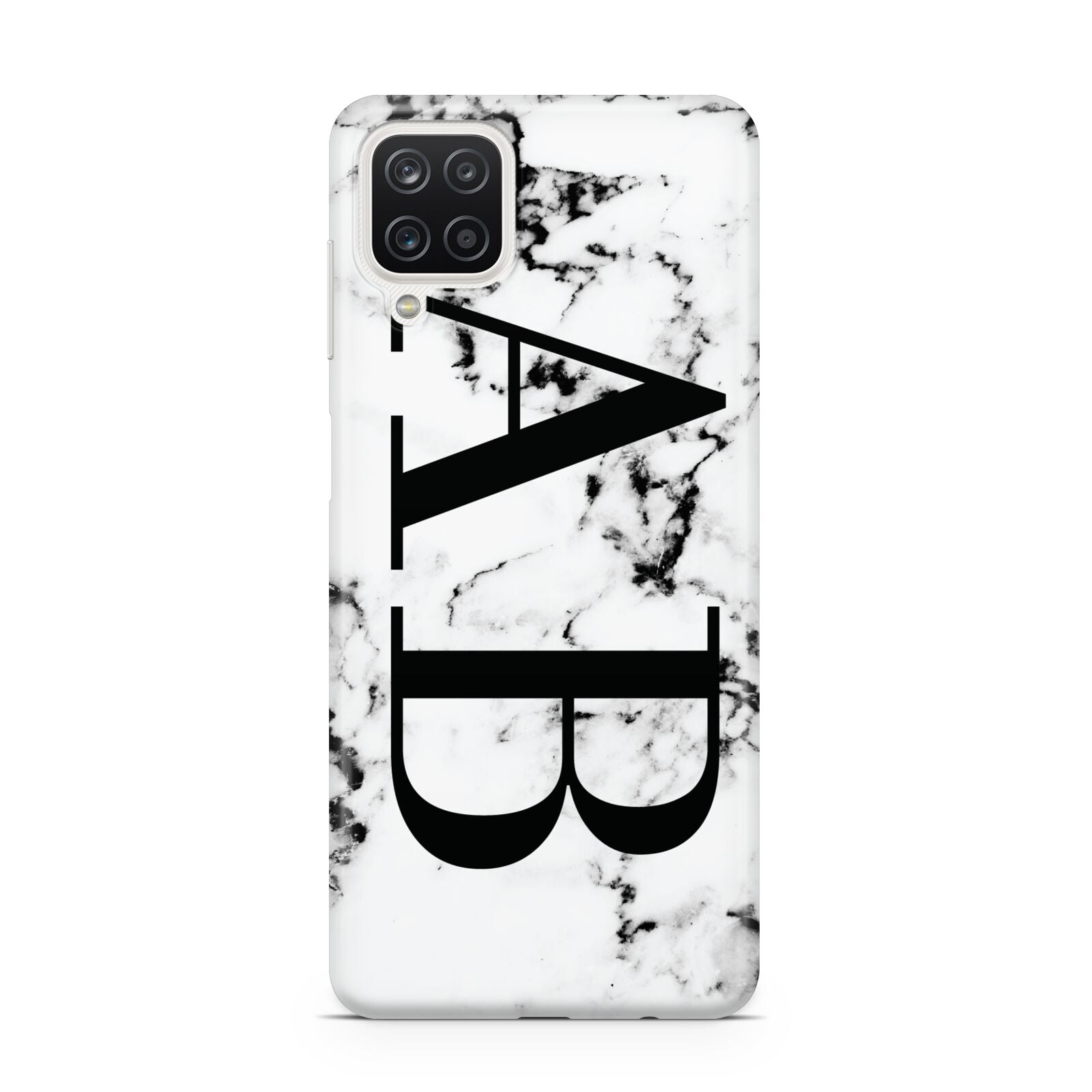 Marble Vertical Initials Personalised Samsung A12 Case
