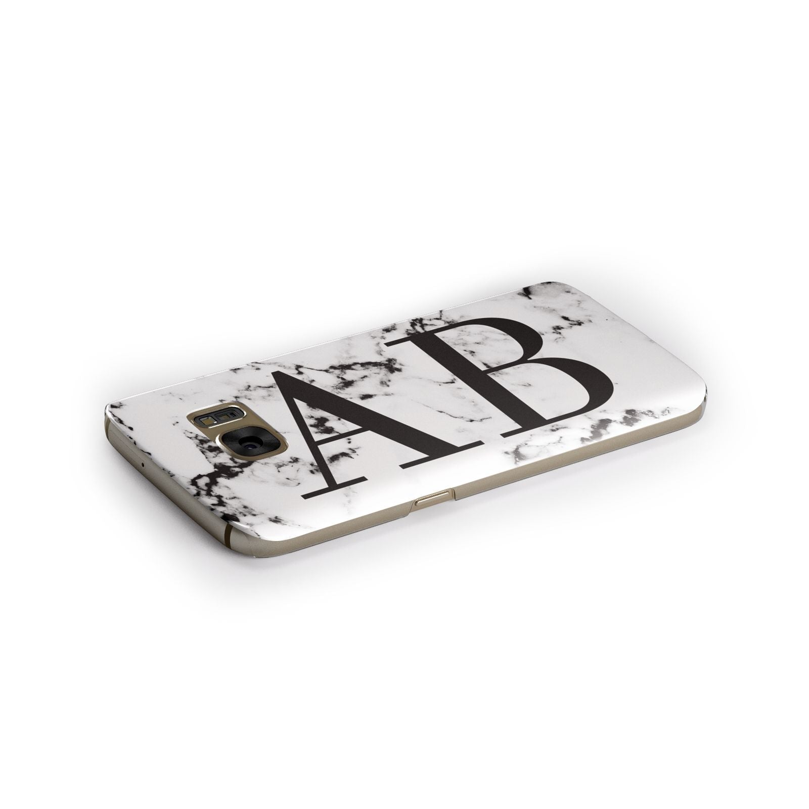 Marble Vertical Initials Personalised Samsung Galaxy Case Side Close Up