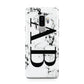 Marble Vertical Initials Personalised Samsung Galaxy S9 Plus Case on Silver phone